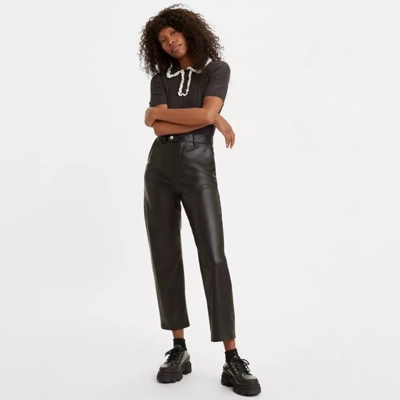Levi's Pants - Levi’s Math Club Vegan Leather Cropped Black Slacks